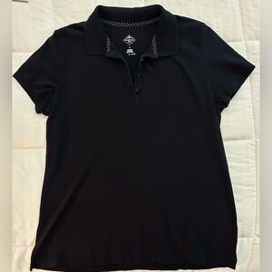 St. John’s Bay Ladies Black 4-Button Short Sleeve Polo•Size Large